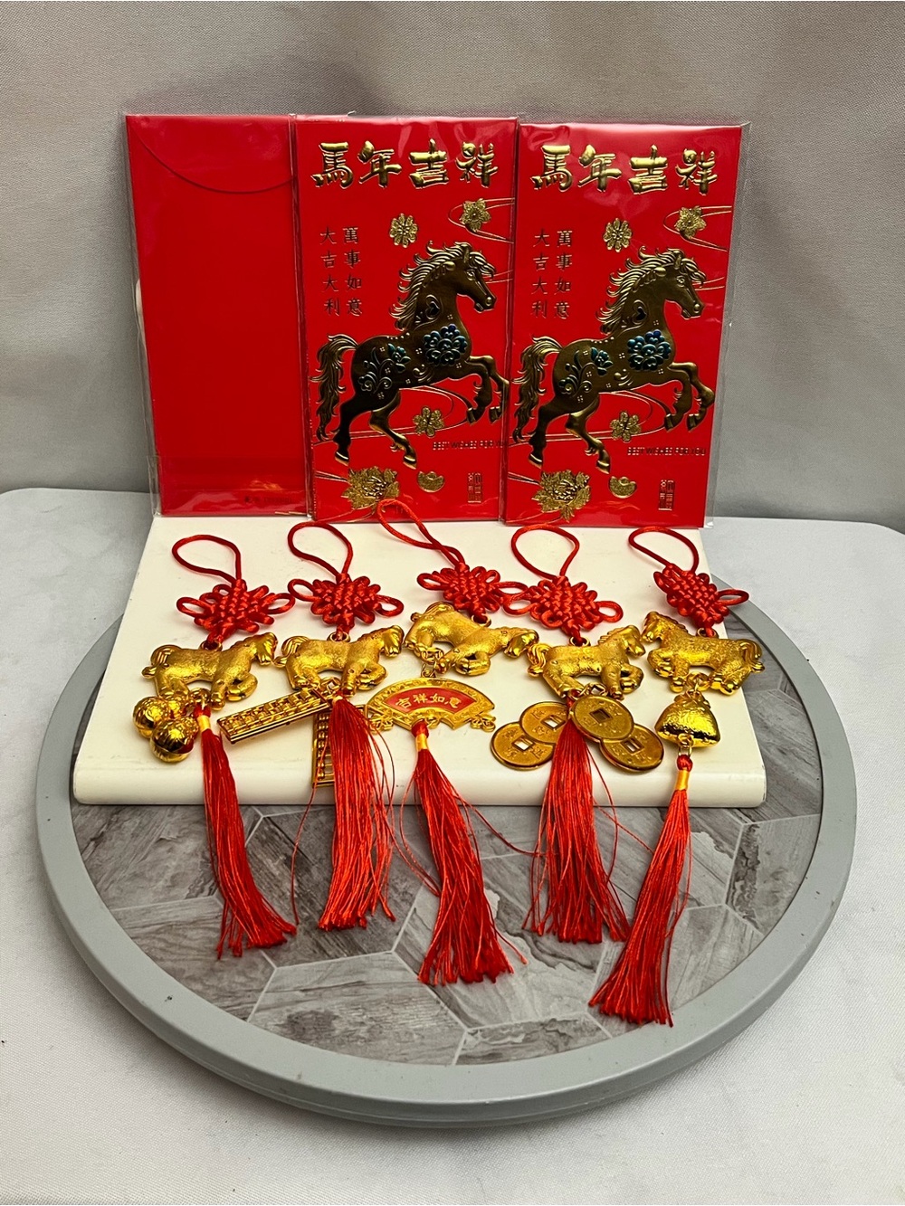 Winlyn Chinese New Year Horse Hanging Ornaments Red Envelopes Decor Set New Lot